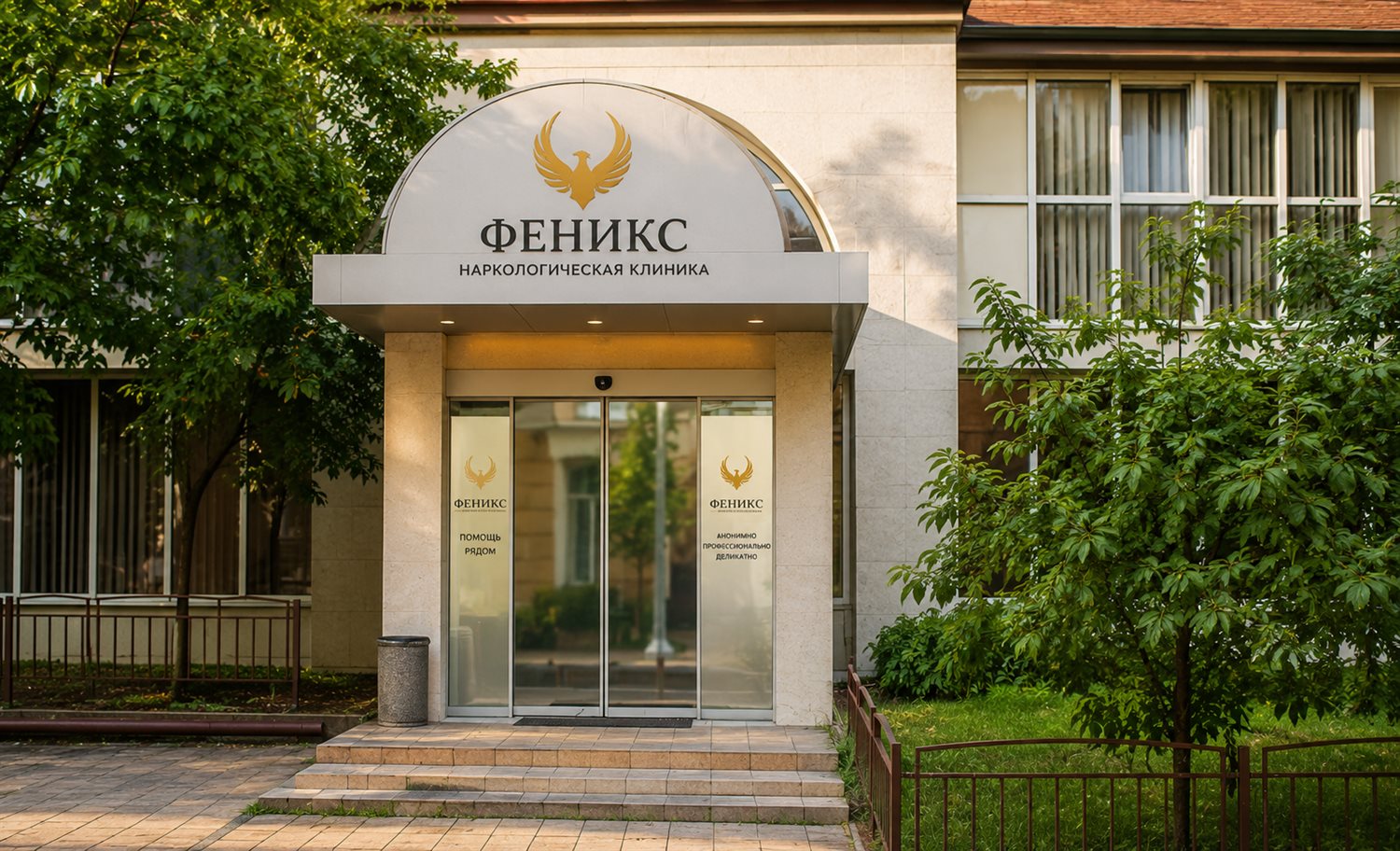 Вход в наркологическую клинику «Феникс» в Сорочинске